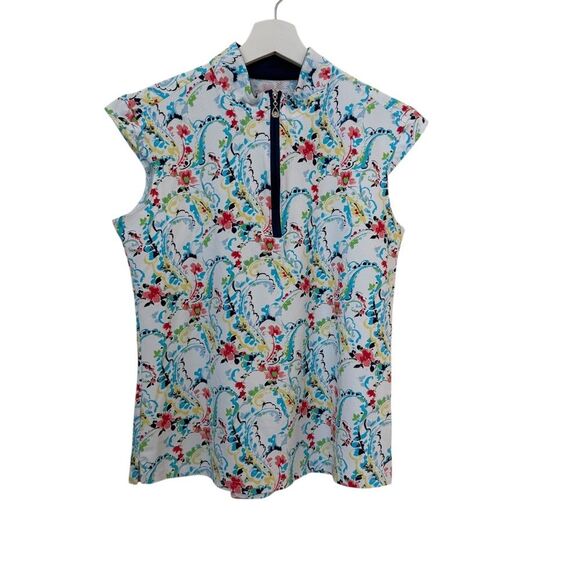 SanSoleil SolTek LUX Chantilly Sleeveless Mock Top Size Medium - Picture 3 of 10